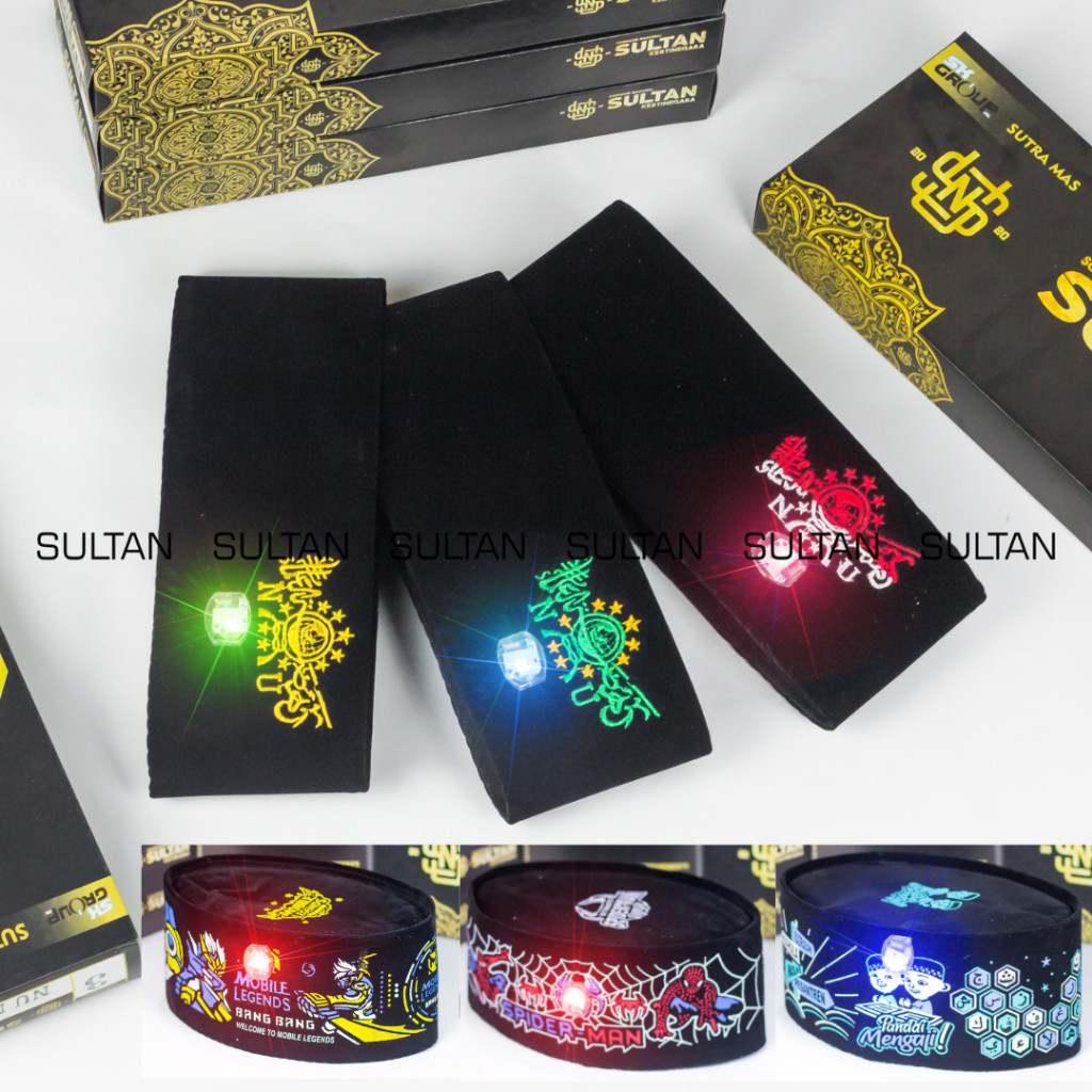 PECI ANAK LED Bordir Logo NU Songkok Motif Karakter Anak Tayo Tobot Spiderman Upin Ipin Mobile Legen