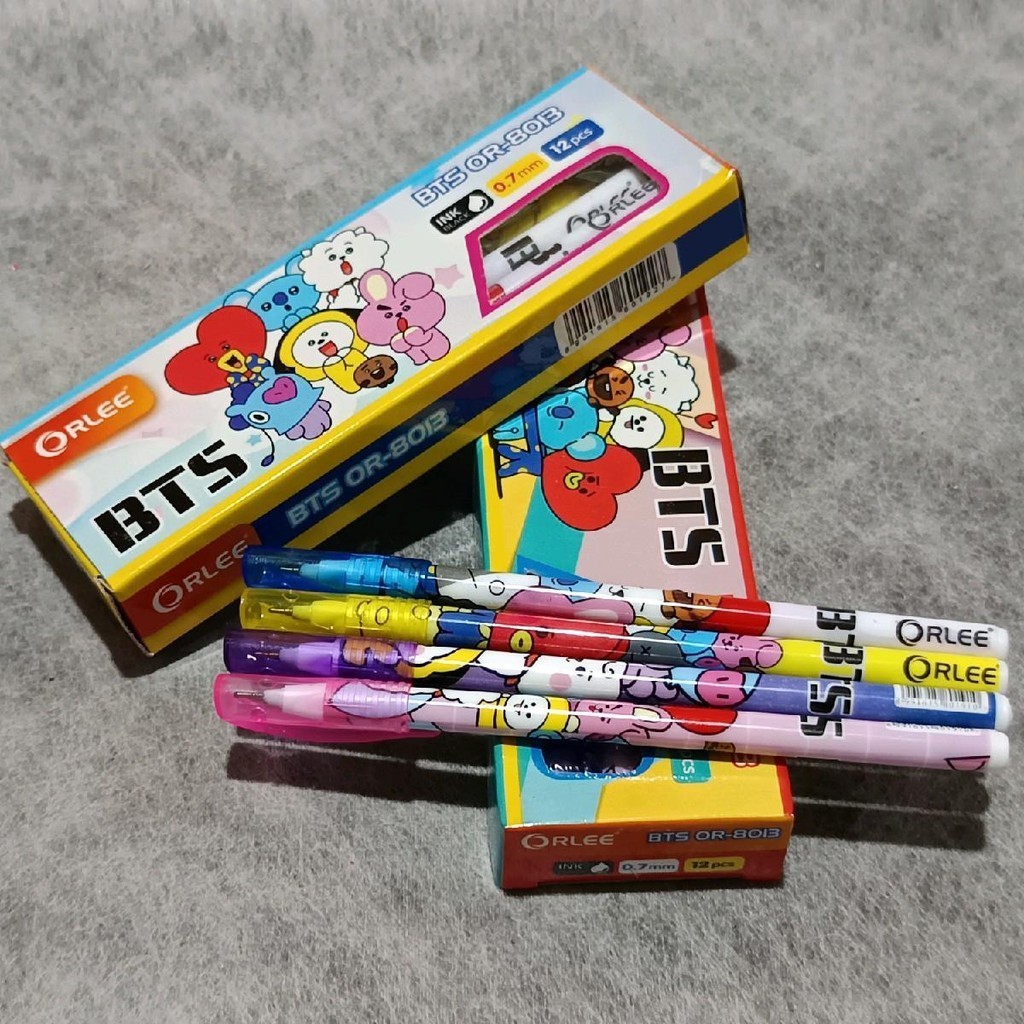 

Bolpen Karakter BTS Orlee Pulpen Lucu Warna Hitam 12 Pcs - Stationery