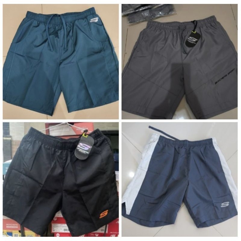 QJ18FX Celana Lari Shorts Skechers Men Running Biru/Abu/Hitam Termurah Size L/XLSale Baru New