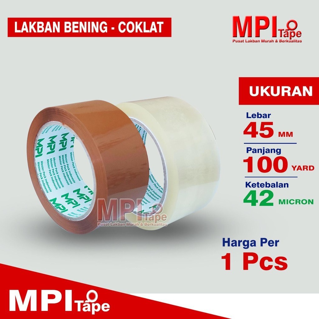 

Lakban Bening - Coklat Ekonomis 45 mm x 100 Yard - Lakban Packing - MPI