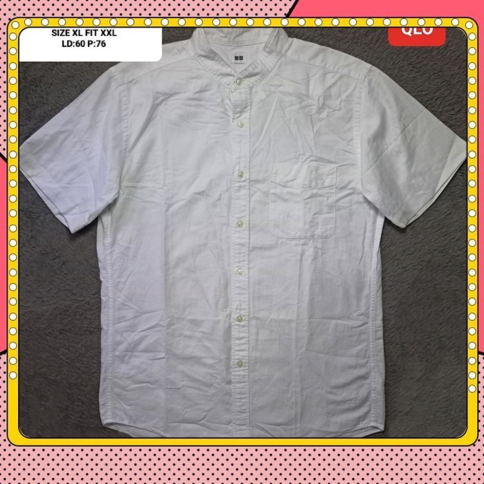 ( READY STOK ) Preloved KEMEJA KERAH SHANGHAI PUTIH UNIQLO ORI SIZE XL FIT XXL BAHAN KATUN