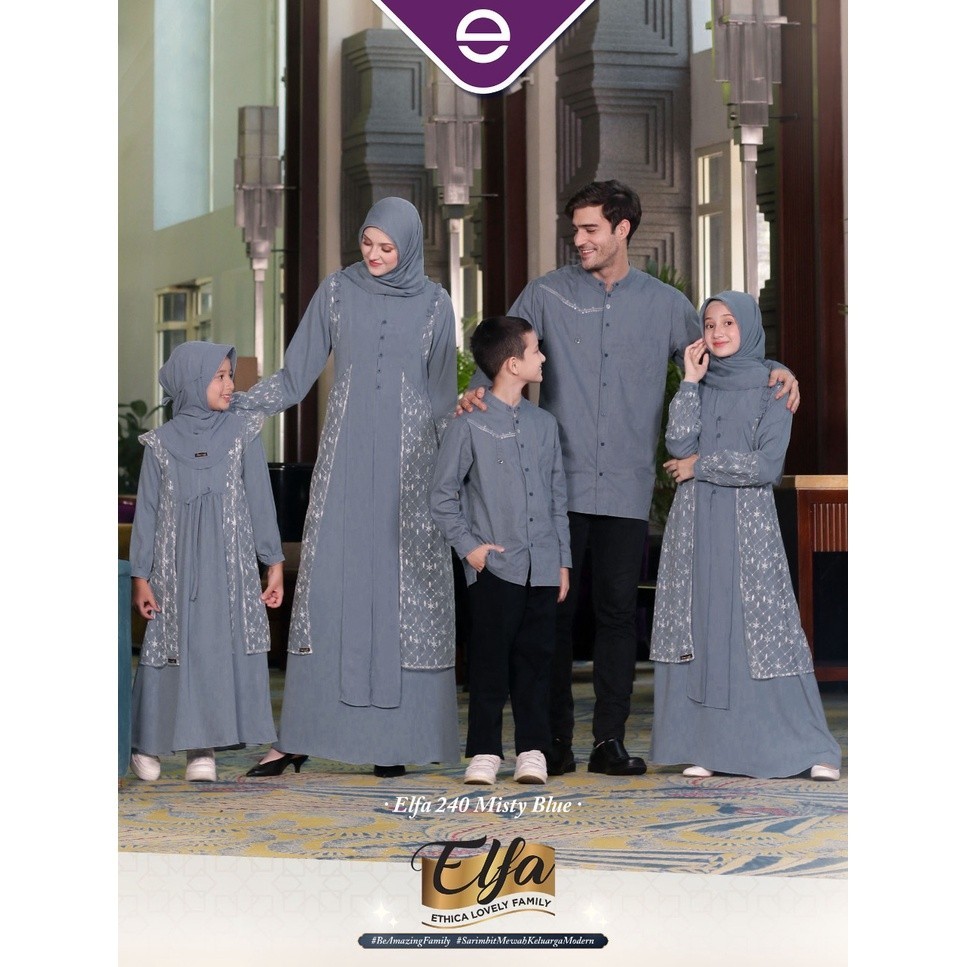 ETHICA Gamis Muslim set keluarga ELFA 240 Misty Blue