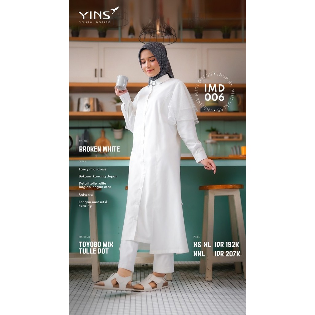 Nibras Muslim Store - INSPIR Midi Dress Nibras Imd 006/ Midi Dress Warna Hitam Putih Abu