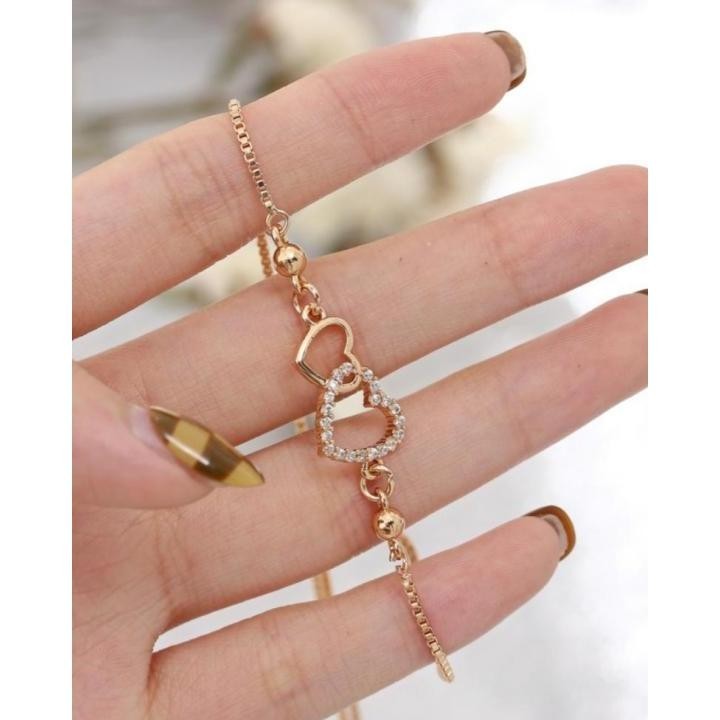 Gelang Tangan SERUT LOVE Berlapis Emas Muda Gelang Wanita Dewasa Anti Karat COD