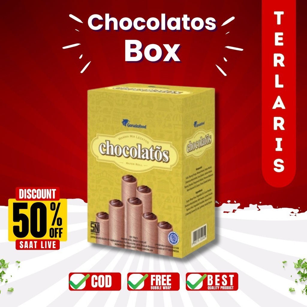 

WAFER CHOCOLATOS ROLL COKLAT 1 BOX ISI 24 SNACK CRIPS MAKANAN RINGAN KERING TERMURAH