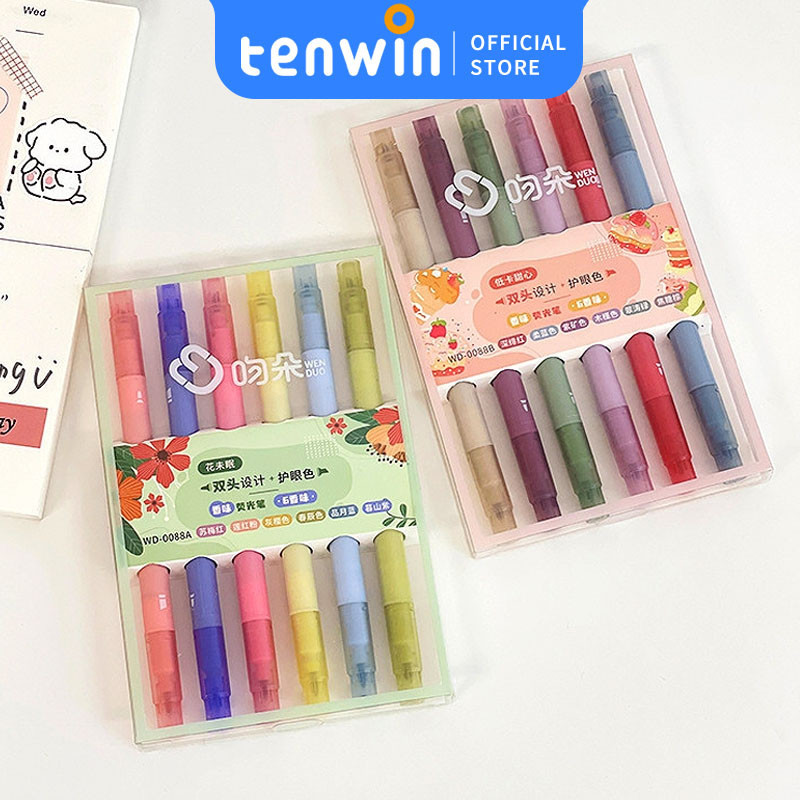 

Stabilo 6 Warna set Ganda Kepala Ujung Lembut Pena Stabilo Set Morandi Retro-tenwin offical
