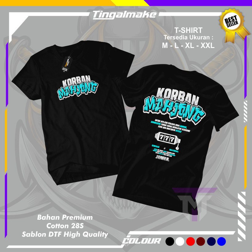Kaos Korban Mahjong Vol 1 T-Shirt Unisex - Kaos Distro Mahjong - Kaos Slot - Kaos Pragmatic - Free S