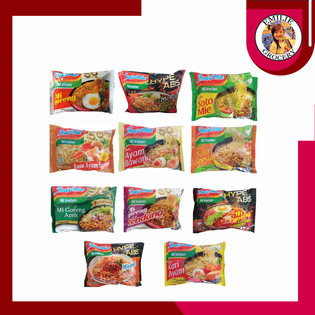 

Indomie Mie All Varian Goreng Soto Mie Kari Ayam Bawang Spesial