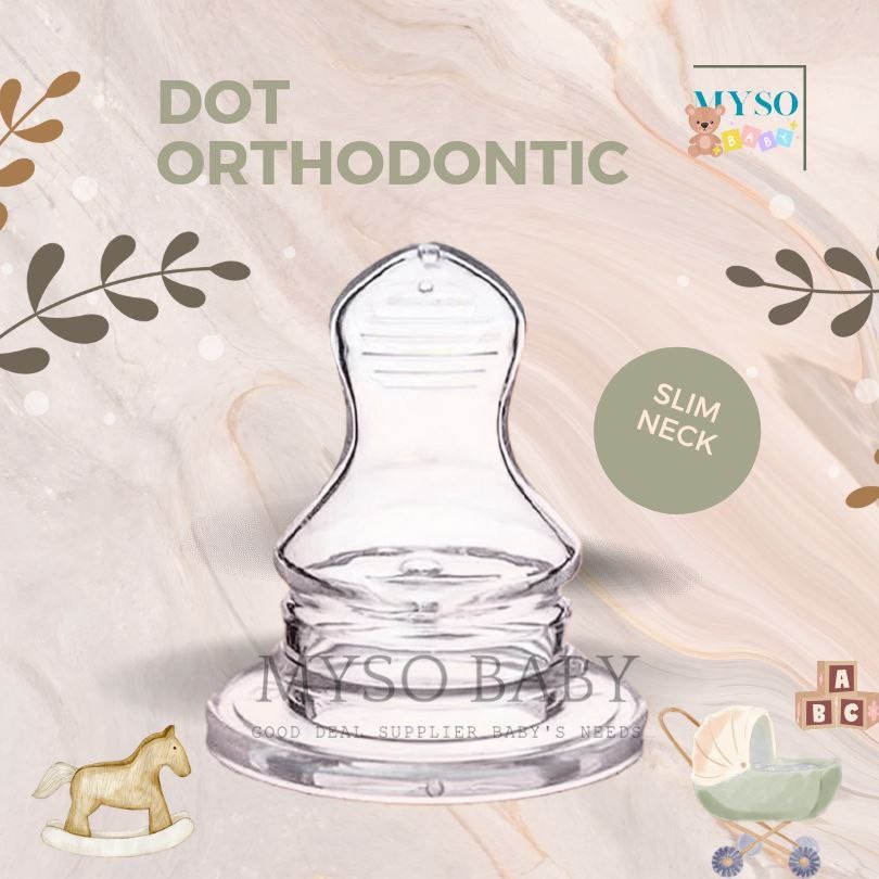 Dot bayi gepeng karet dot silikon botol susu orthodontic slim neck gepeng