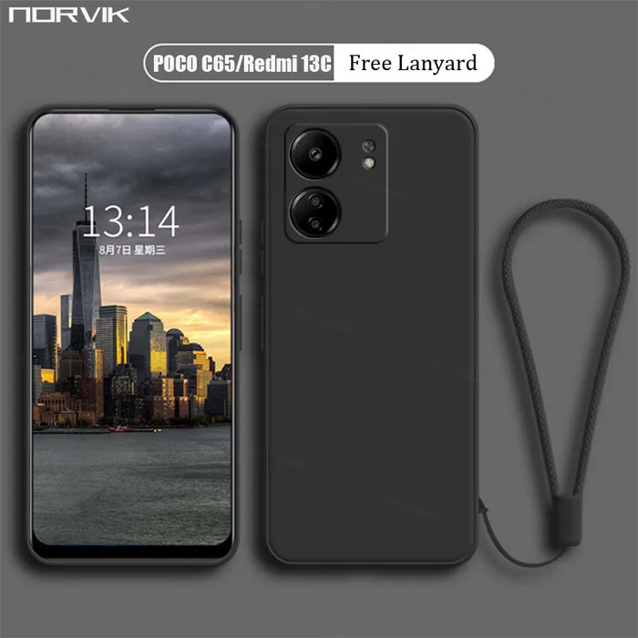 TDAcc Case REDMI 13C POCO C65 Baby Skin FREE tali Casing Silicone SQUARE - Hitam, REDMI 13C