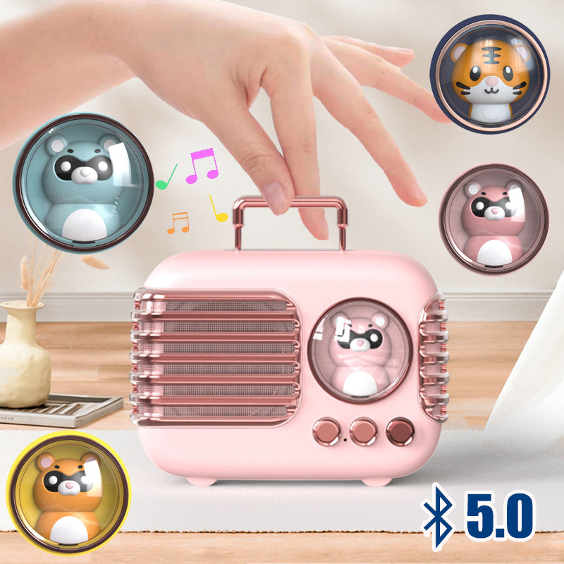 Speaker Kecil Portabel Bluetooth 5.3 Mini Animal Speaker Stereo Retro Outdoor Portable Wireless Spea