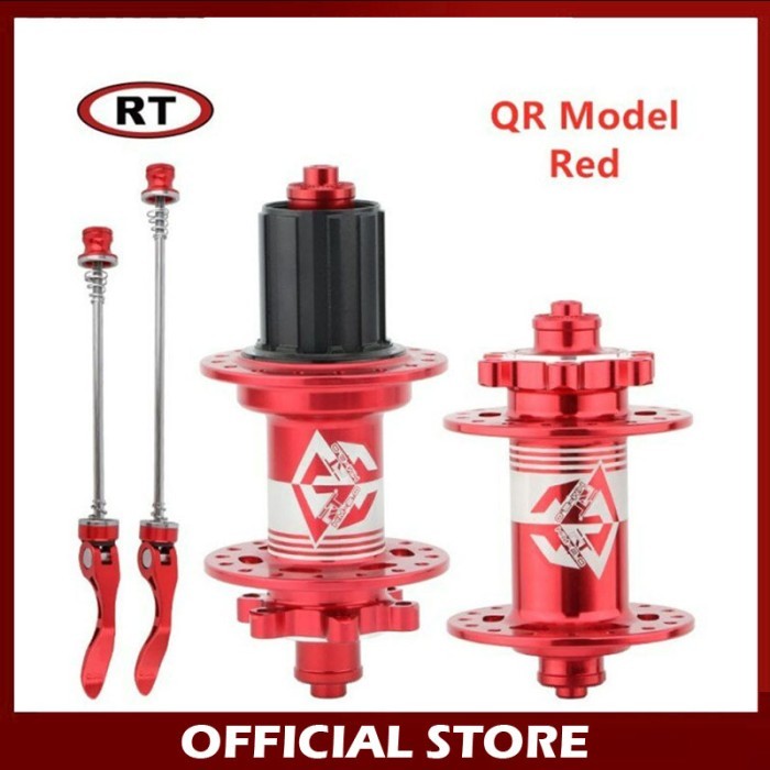RT Sepasang Hub Freehub Depan Belakang Merah 32H QR 7 Bearing Jangkrik GPT