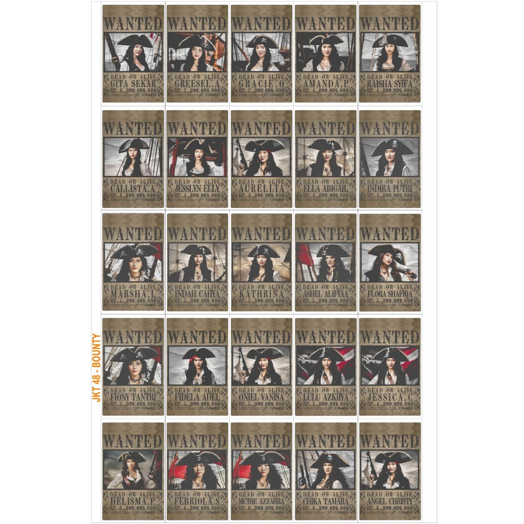 

paket 25 pcs potocart jkt 48 airport, bounty, xtango, popart cetak 2 sisi laminasi