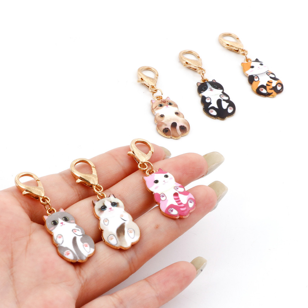 

6PCs/Set Enamel Cat Animal Set Locking Knitting Stitch Markers Matel Crochet Latch For Y Craft Marker Kits Needle Clip Tools