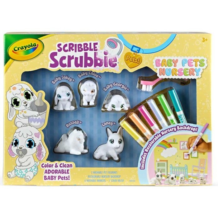 

Crayola Scribble Scrubbie Baby Pets Nursery 6ct (5 Pets + 1 Backdrop + 6 Markers + 1 Brush)