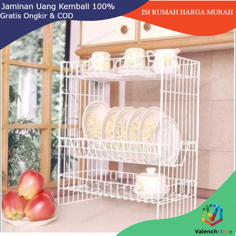 RPL 03 HITAM / RAK PIRING SUSUN 3 ANTI KARAT / rak kawat susun 3  / rak piring RPL 03 / rak piring R