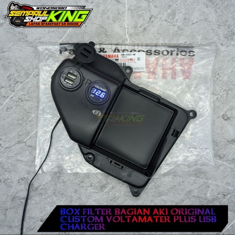 Box filter Rx king bagian aki Original custom Voltameter plus USB Charger