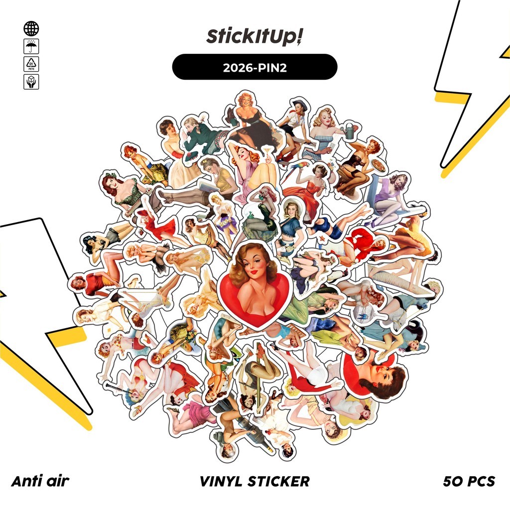 

COD✨ 50 Pcs Stiker VINTAGE RETRO PINUP GIRLS ILLUSTRATION MIX 02 Lucu Anti Air Untuk Dekorasi Notebook Sepeda Skateboard Handphone DIY
