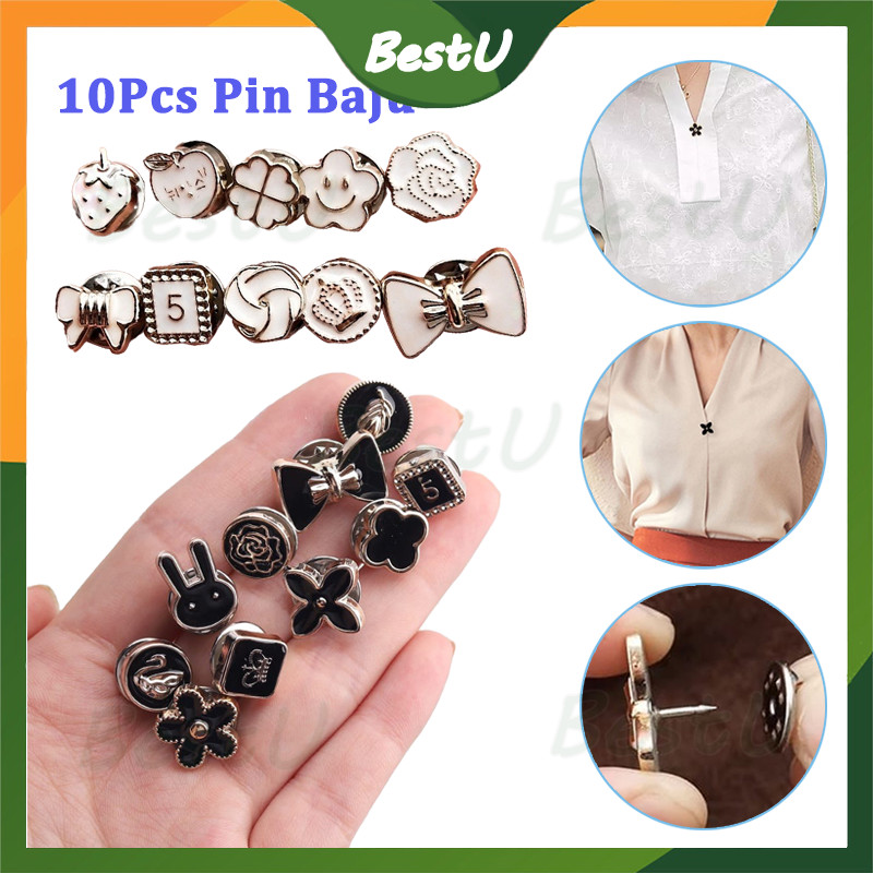 10Pcs Pin Baju Hijab Dagu Klip Kecil Aksesoris Fashion Wanita Korea/Wanita Model Invisible Tanpa Kan