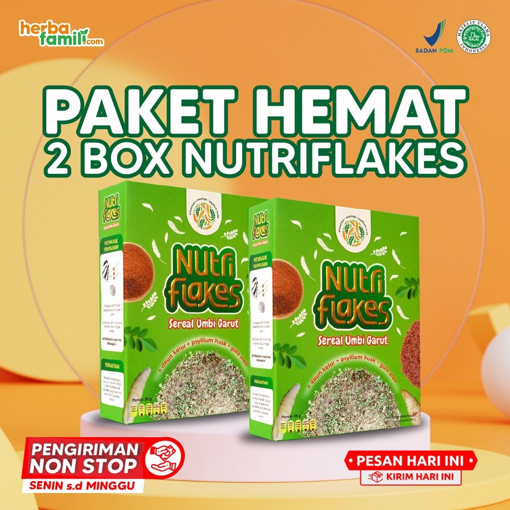 

Nutriflakes Sereal Umbi Garut Paket 2 Box Untuk Asam Lambung Gerd Maag Mag Diet Turunkan Berat Badan Original