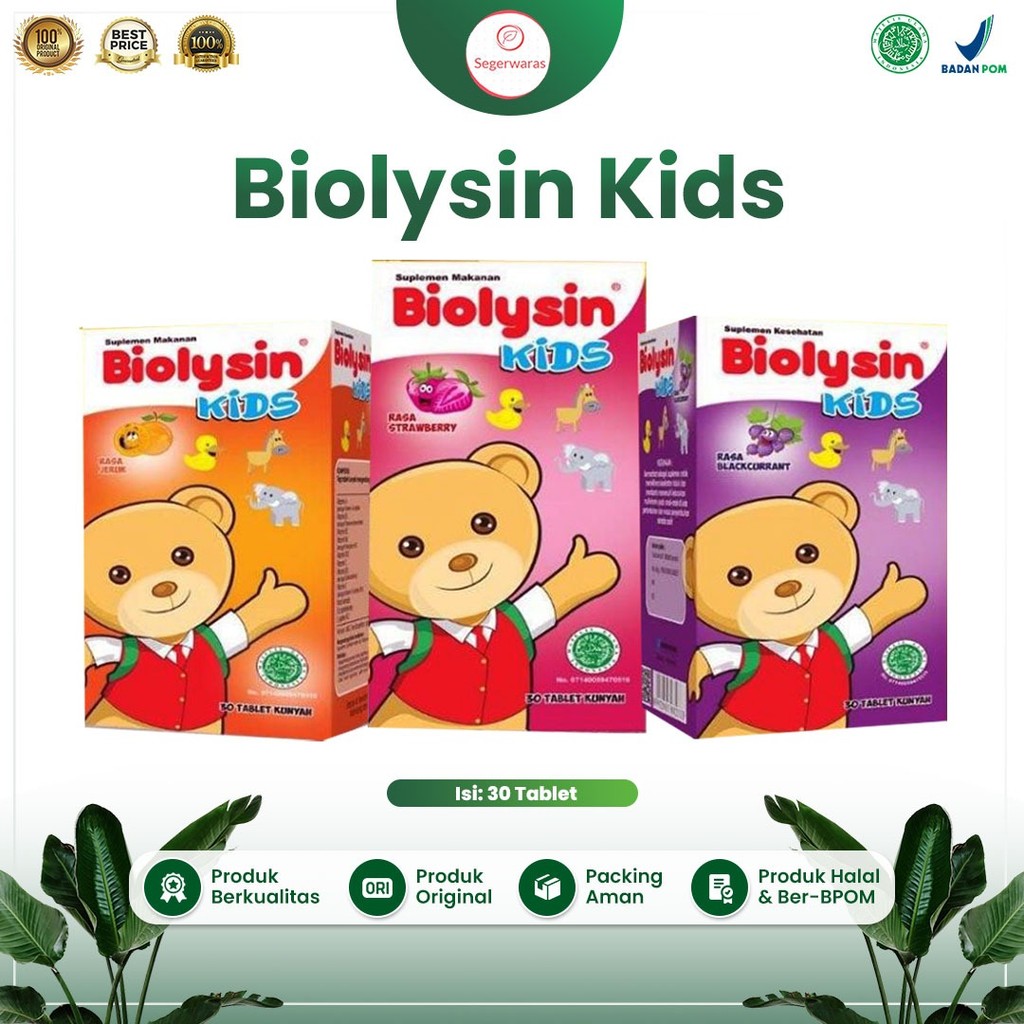 ☘️Wellyna☘️ Biolysin Kids Tablet Hisap Box isi 30 pc /  Biolisin Permen  Tablet Kunyah Vitamin & Sup
