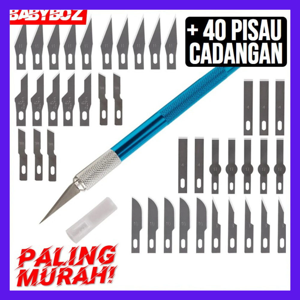 

SILVIA ATENA STORE-PISAU + 40PCS BLADE PISAU KERAJINAN ART CUTTING KNIFE DIY KULIT PCB ELEKTRONIK HOBI KESENIAN POTONG-COD