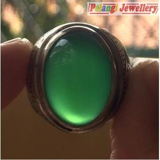 Cincin Titanium Tanam Batu Akik Hijau Garut HQ