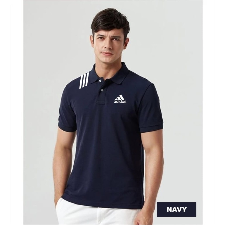 ✨BISA COD✨ -Kaos Kerah Pria Premium / Kaos Polo Shirt Adidas / Size M-L-XL-XXL - Abu-abu, M