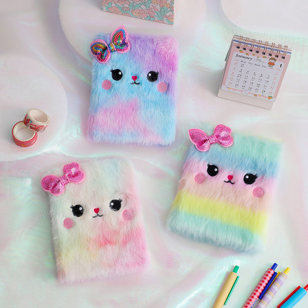 

Cartoon Cat Small Diary Book Girl Cute Plush Note Book Student Hand Ledger Birthday Gift Notebook Girl