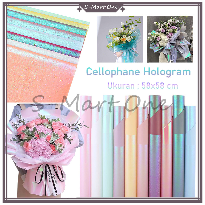 

58X58CM Cellophane Hologram / Hologram Kertas buket pelangi Flower wrapping/kertas pembungkus buket pelangi hologram