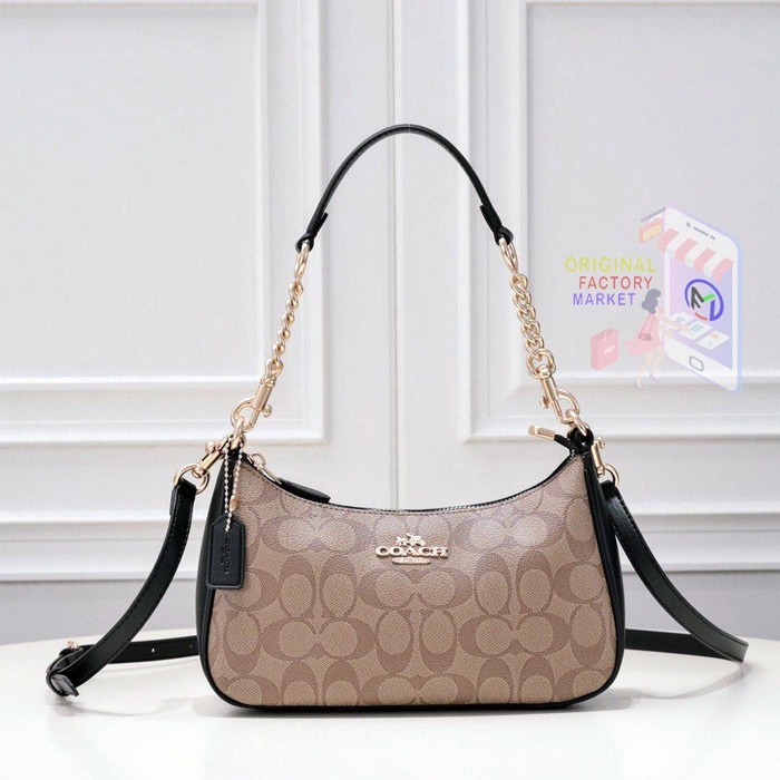 TAS COC CA548 Teri Shoulder Bag In Signature Canvas KHAKI Black