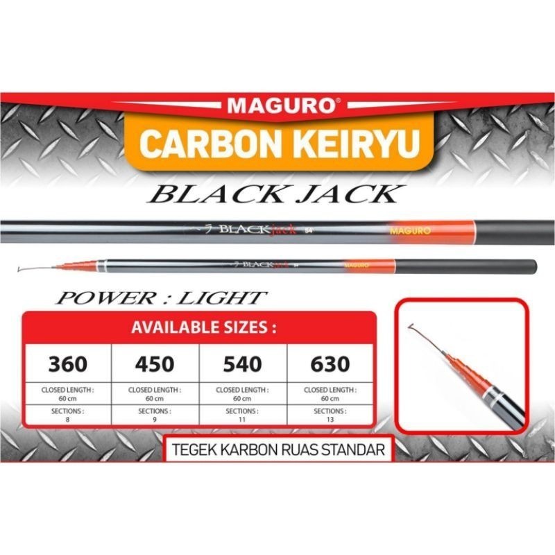 Joran Tegek / Pole Maguro Carbon Keiryu Black Jack Pilih Ukuran