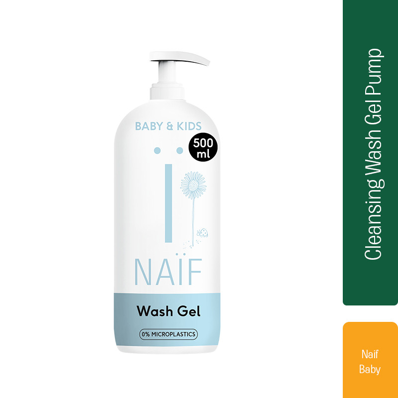 NAIF BABY - Cleansing wash Gel Pump 500ml - AP072 / Sabun bayi no SLS / Sabun bayi Botol Pump