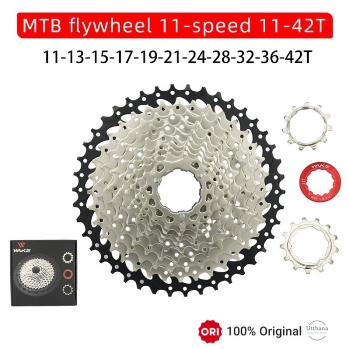 Wake Sprocket 11 Speed 11 - 42T Silver Gear Cassette Sepeda MTB