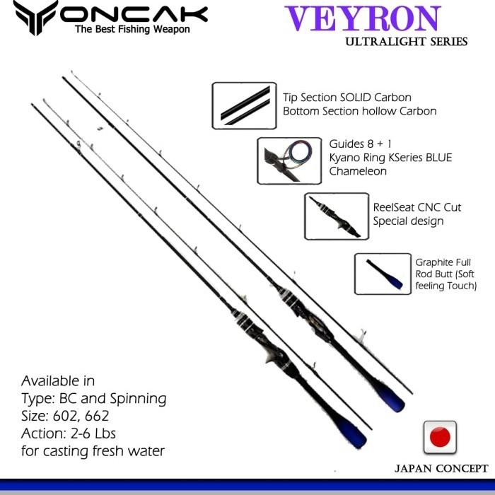 Joran oncak ul spinning dan bc veyron ujung solid carbon - ul spin 180 cm