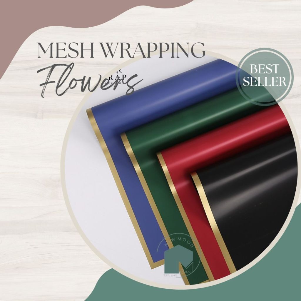 

Flower wrapping valentine wrap cellophane kertas wrapping paper bouquet buket bunga vintage gold vintage list gold baru