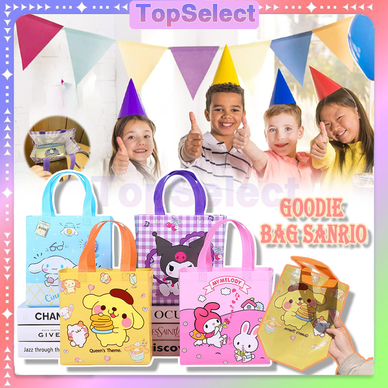

Tas Ulang Tahun Karakter Sanrio /Tas Tenteng Hadiah Ulang Tahun/Goodie Bag Sanrio / Tas Hampers Ultah/(Melody- Kuromi -Pompompurin -Cinnamoroll)Tas Ulang Tahun