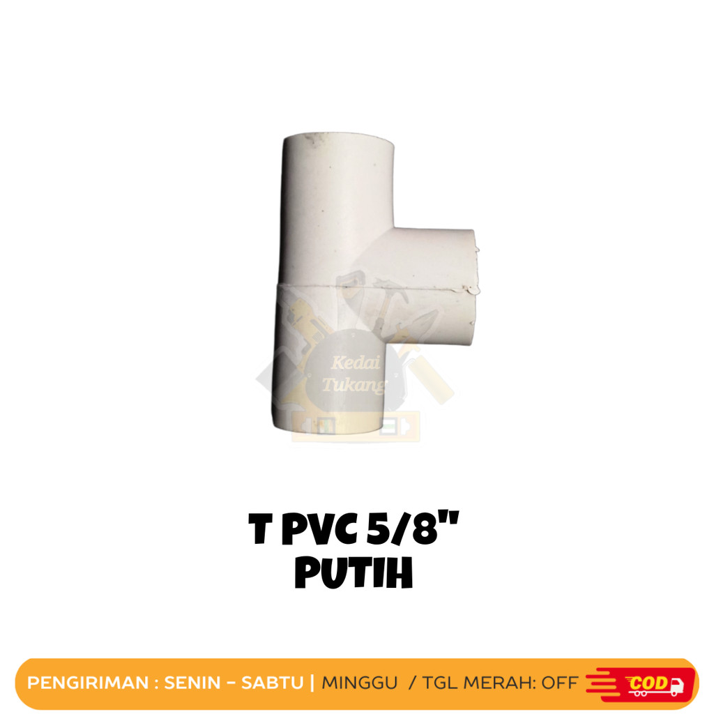 KEDAI TUKANG Tee Pipa Listrik PVC 5/8 Tee Sambungan Pipa T 5/8 PVC Conduit Plastik