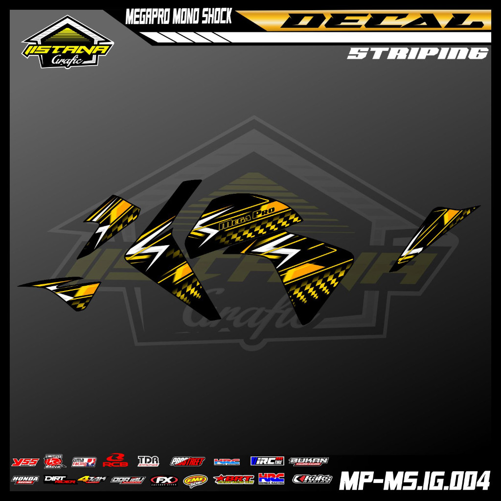 Sticker Striping MEGAPRO MONO SHOCK - Striping Variasi Motor MEGAPRO MONO SHOCK Motif Racing - MP-MS