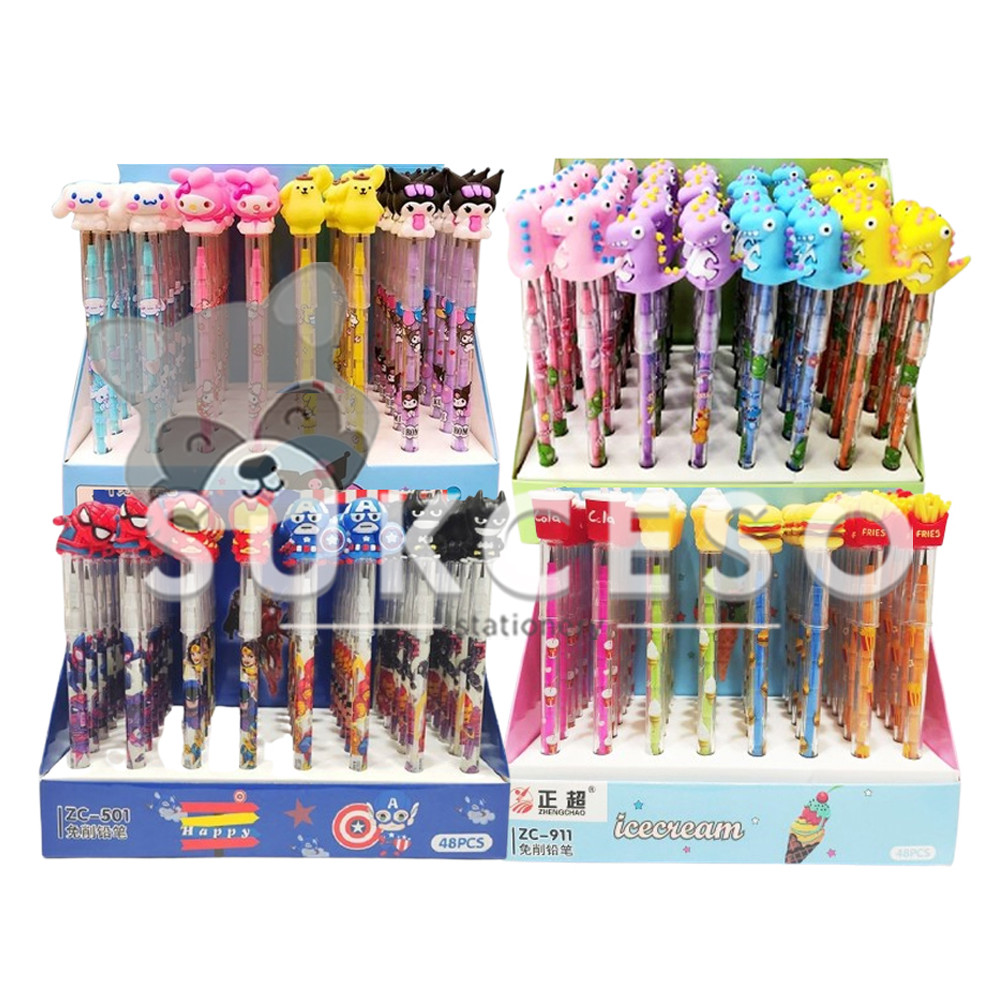 

Fancy Pencil Bensia Susun - Pensil Sambung Karakter SANRIO / DINO / HERO / FOOD Murah