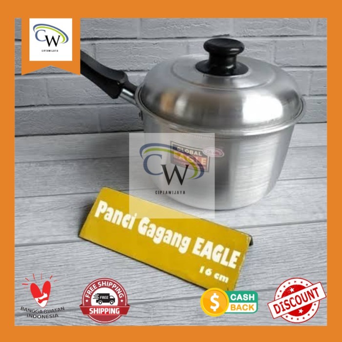 Panci Gagang kecil 16 Cm global Eagle/ Panci gagang alumunium +Tutup