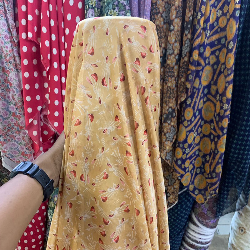 kain - kain motif premium - kain sifon korea - kain bahan chiffon light - kain chiffon motif bunga