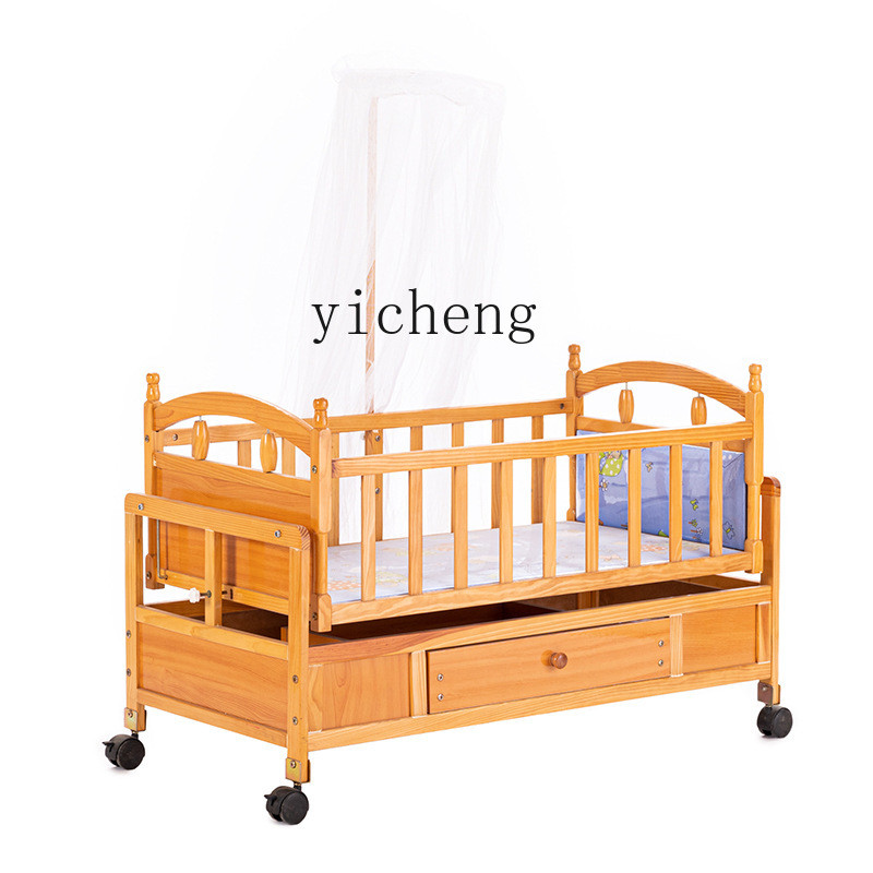 

YY Crib Solid Wood Paint-Free Multifunctional Cradle Spliced Newborn Children's Bed