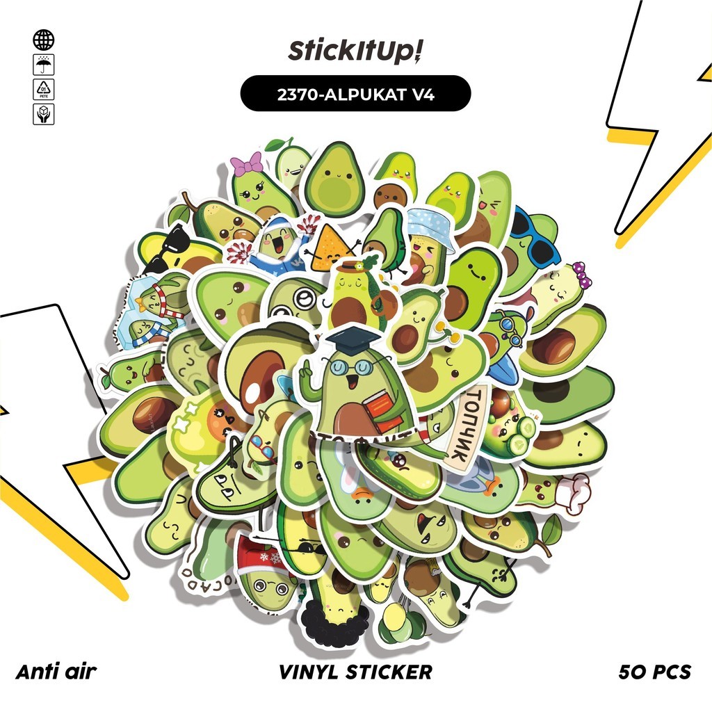 

COD✨ 50 Pcs Stiker ALPUKAT V4 Lucu Anti Air Untuk Dekorasi Notebook Sepeda Skateboard Handphone DIY