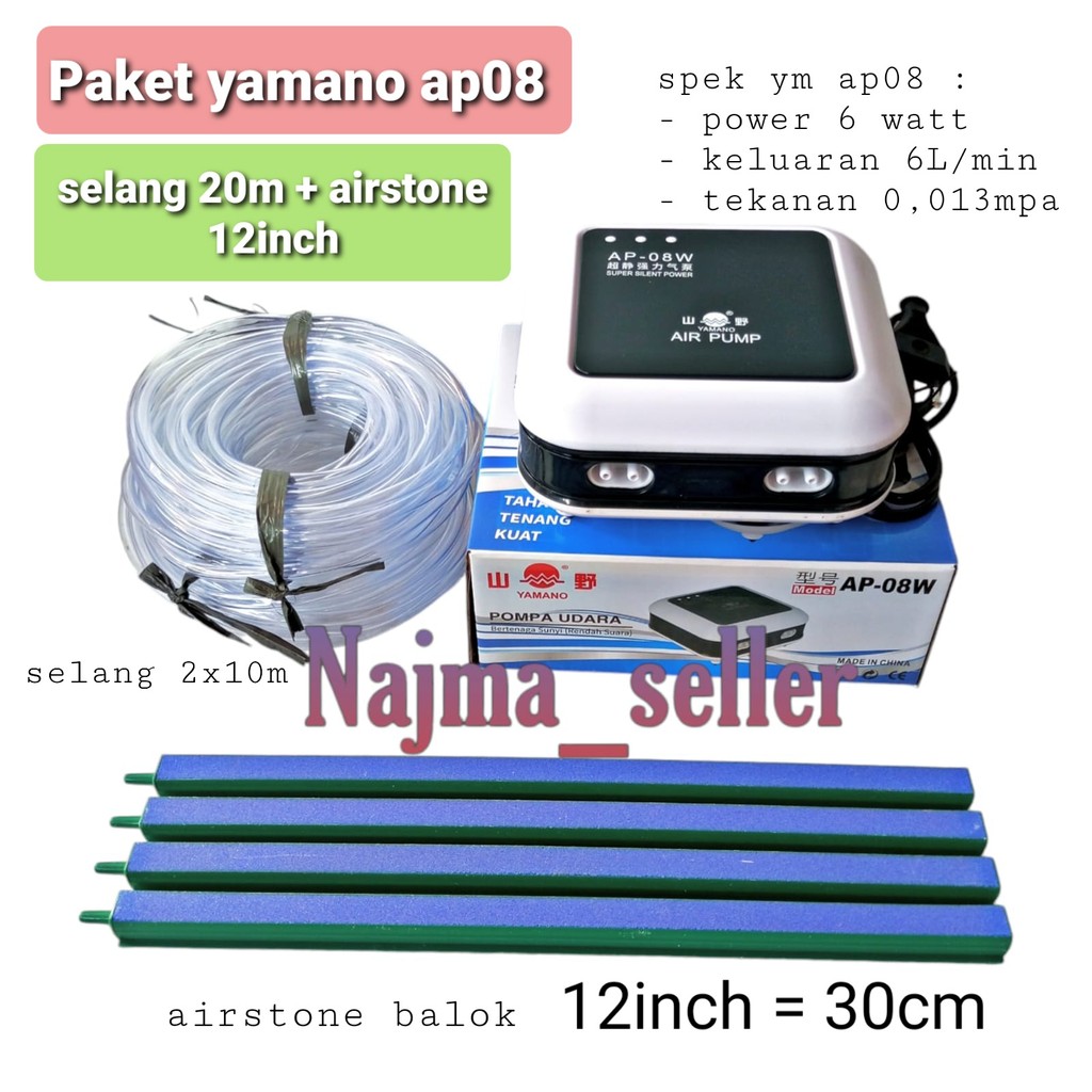 Aerator Lubang Yamano Paket Aerator 4 Lubang Yamano AP-08 dengan Airstone Balok