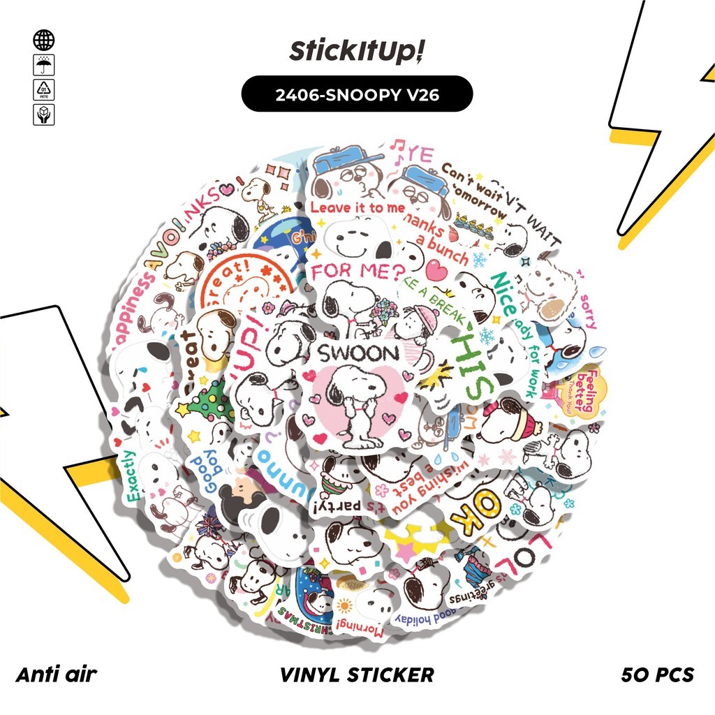 

COD✨ 50 Pcs Stiker SNOOPY V26 Lucu Anti Air Untuk Dekorasi Notebook Sepeda Skateboard Handphone DIY