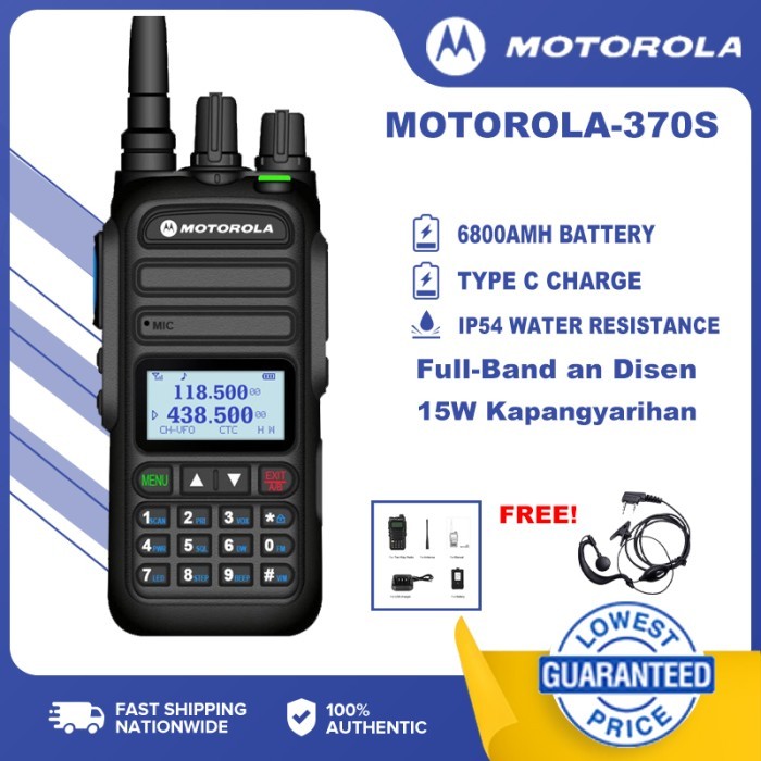 ORI  HT Motorola 370S 15W Asli 20km Pemasangan satu tombol