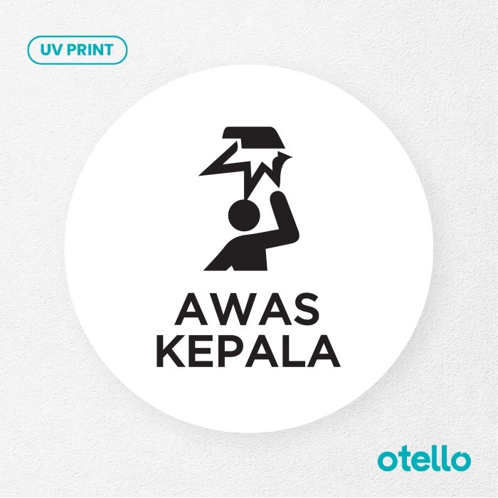 

Awas Kepala Sign Board Akrilik Signage Sticker Label Acrylic Rambu - Bulat Hitam, 15 cm