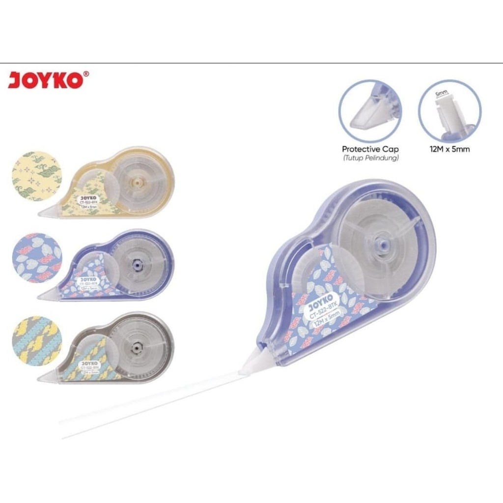 

JOYKO Correction Tape BATIK CT 522 BTK - Pita Penghapus TipEx / Roll Tip-x 12 M