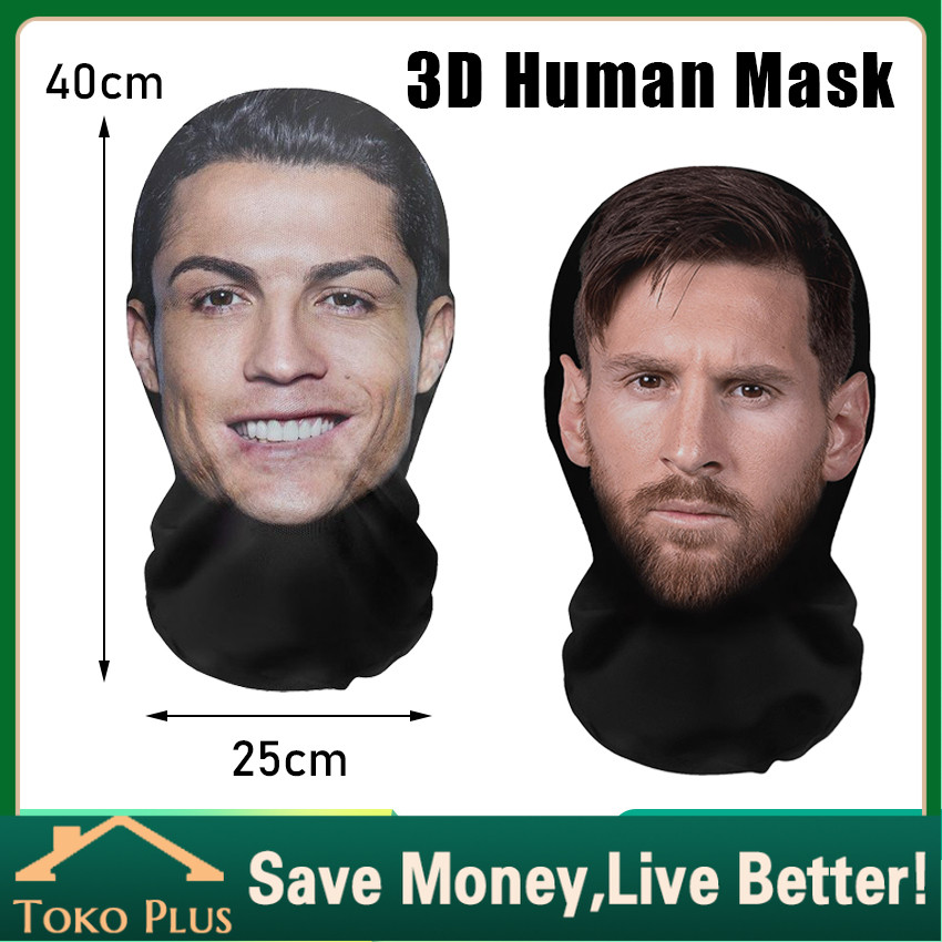 3D Topeng Halloween Cosplay CR7/Messi/CR/Cristiano Ronaldo 3D Seamless Magic Funny Celebrity Face Ma